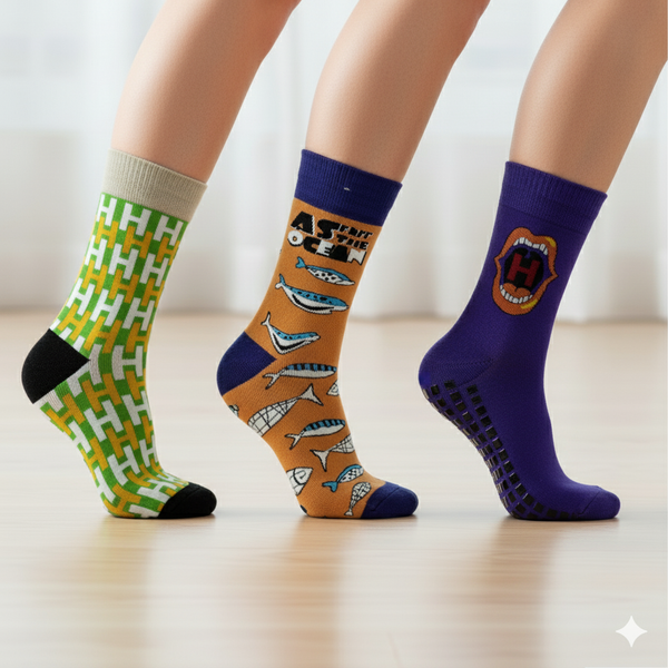 Men & Women Printed Mid-Calf/Crew  (Pack of 3)